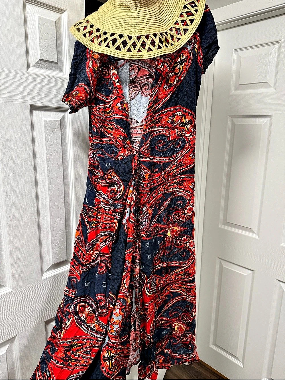 Paisley Maxi Dress in Red & Black Like New